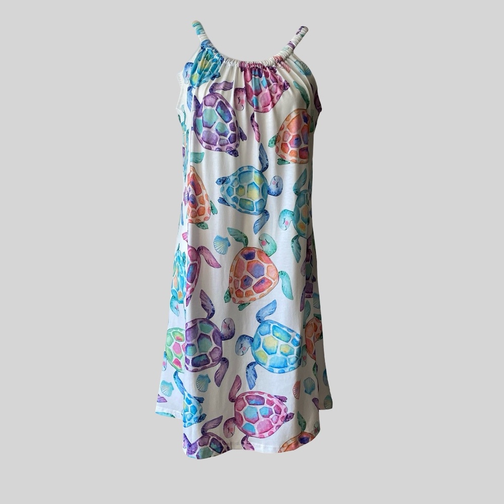 Colourful Turtle Design Tank Beach Sundress.soft stretch. Sz L